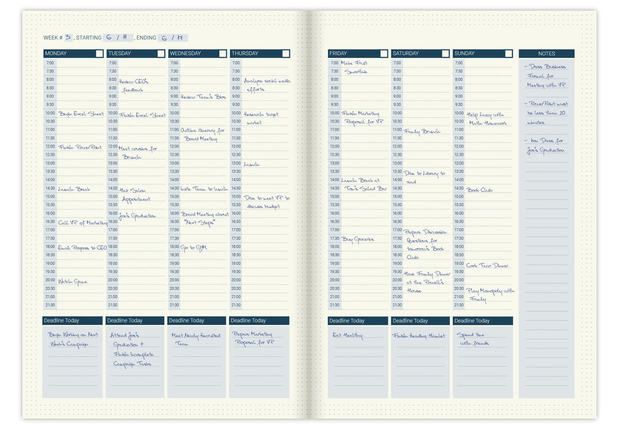 Weekly calendar pages refill