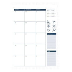 2027/2028 B5 Monthly Calendar Refill – January 2027 page (Friday to Sunday) with February 2027 mini calendar, Big Block goals and notes