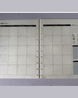 Printed sample of the 2027/2028 monthly calendar refill – open spread