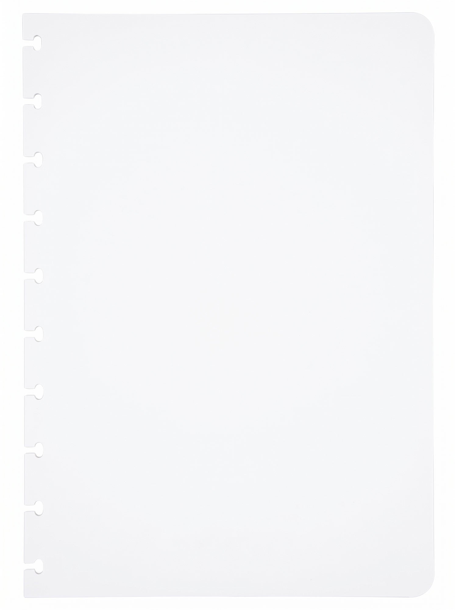 Blank notebook pages refill — blank white page with disc-binding holes, B5 format