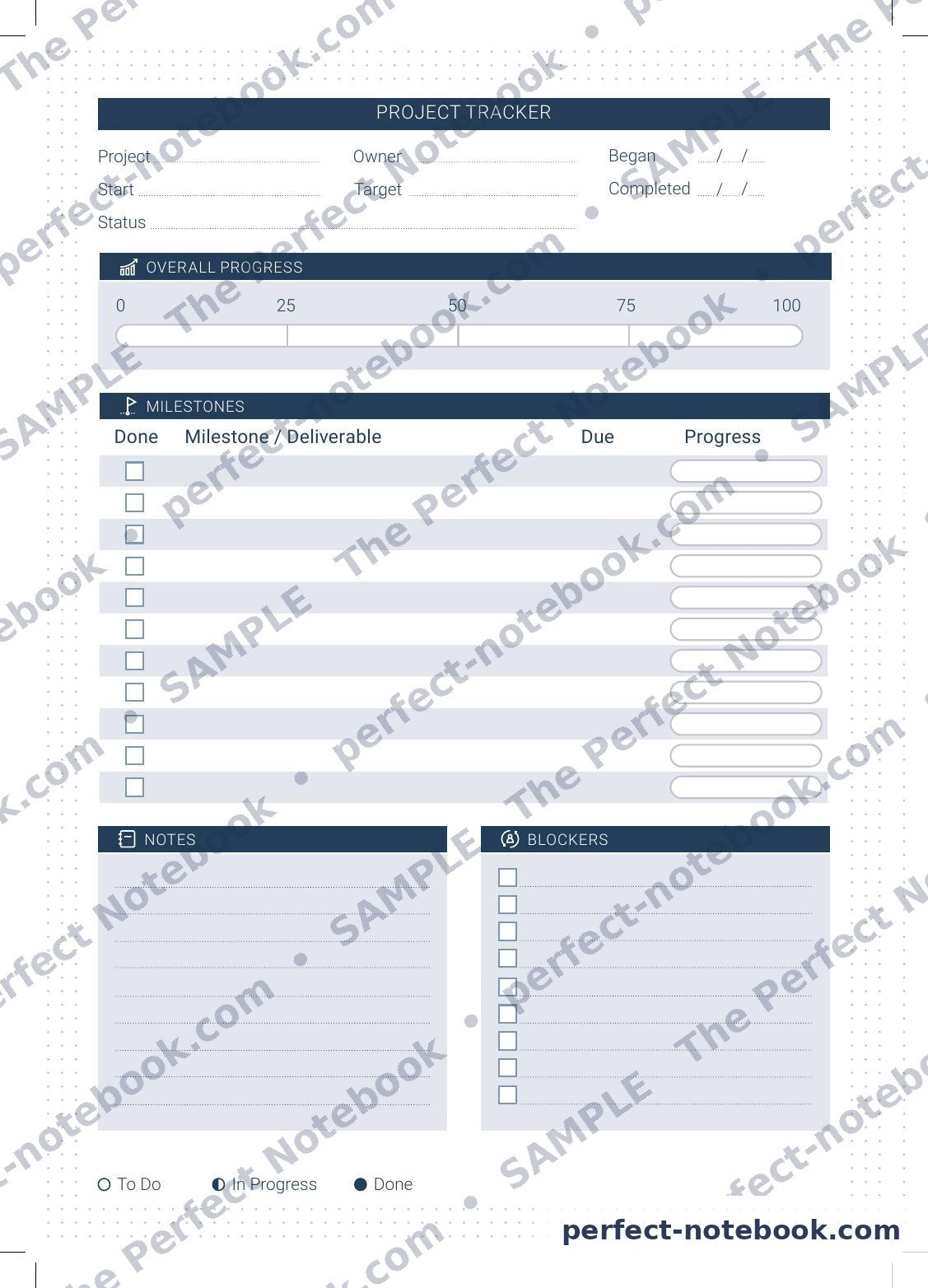 The Budget Kit — project tracker page 3