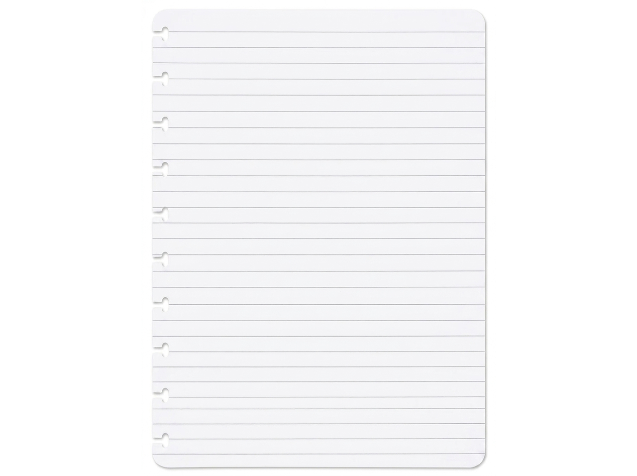 Lined notebook page — disc-bound B5 refill