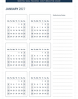 Goal Tracking refill — monthly Don't Break the Chain calendar view with 6 goal grids, January 2027 layout, and reflections/notes section
