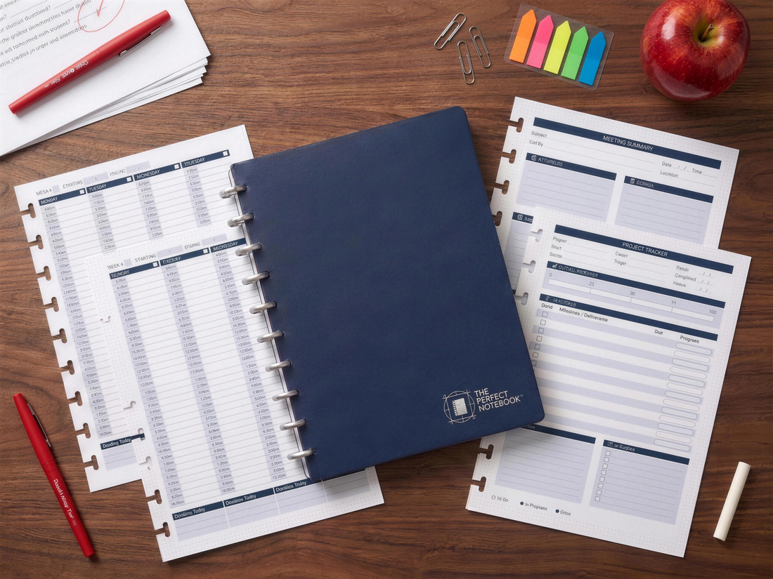 The Teachers Kit — navy disc-bound The Perfect Notebook with lesson and class planning pages