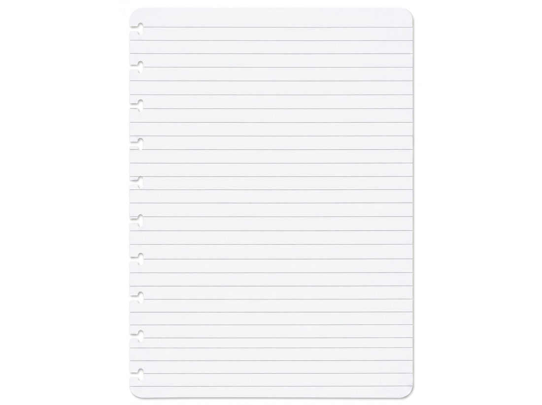 Lined notebook page — disc-bound B5 refill