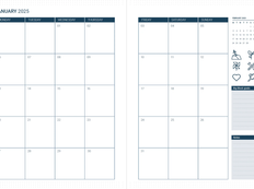 Monthly Calendar Spread — January 2025 with Big Block goals