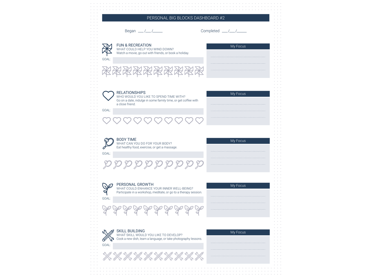 Template page layout — The Planner Pack