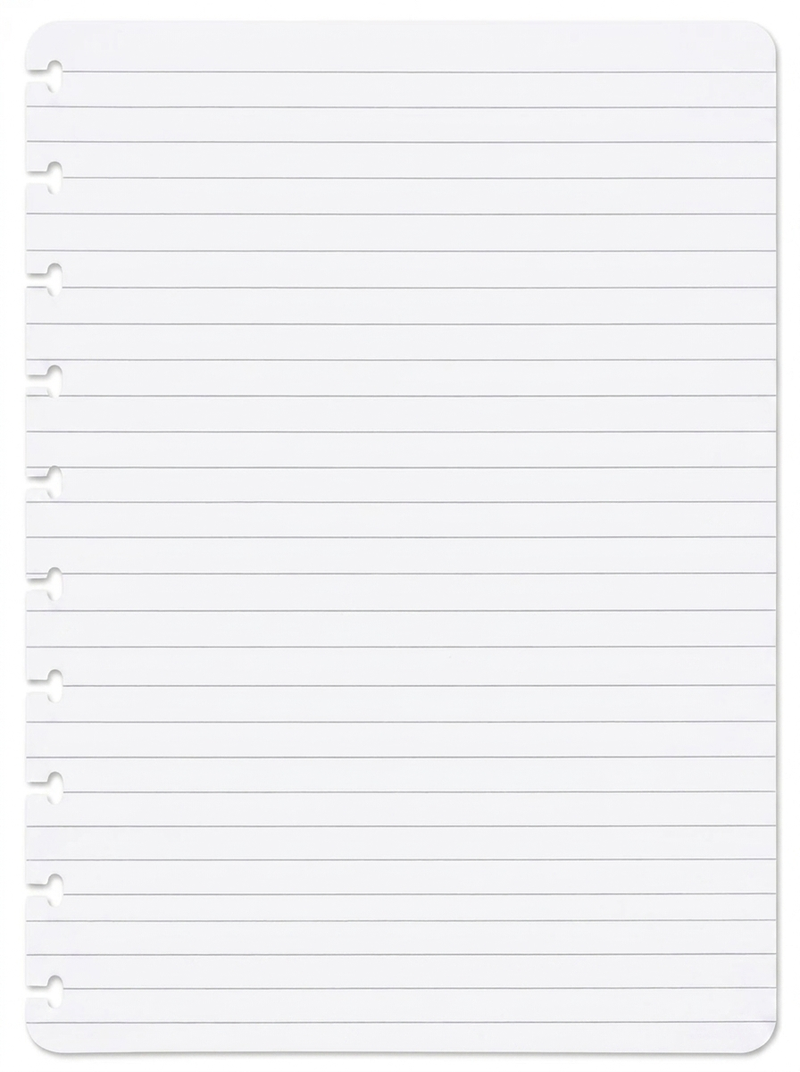 Ruled notebook pages refill — B5 disc-bound ruled lined page with cream paper