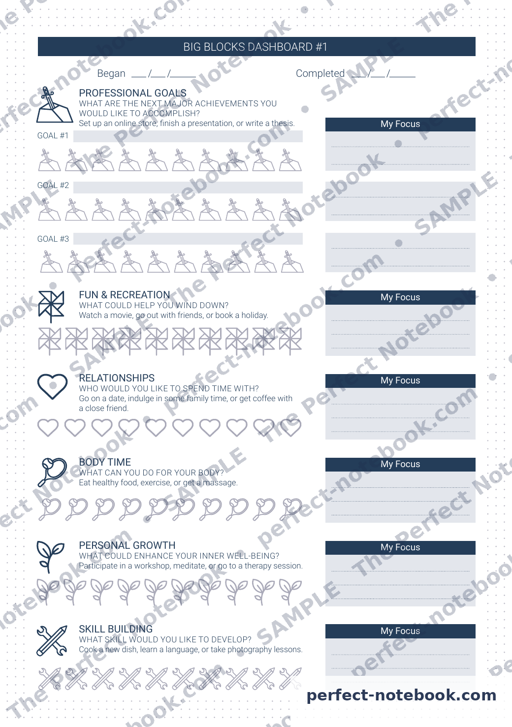 The Self Care Kit — Combined Professional & Personal Big Blocks Dashboard (in the notebook)