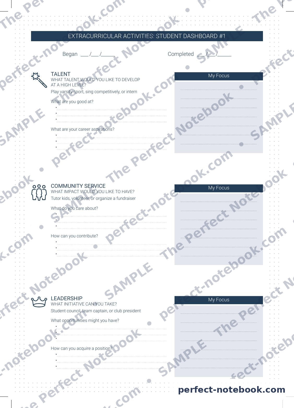 The Student Kit — Student Planner - Extracurricular dashboard
