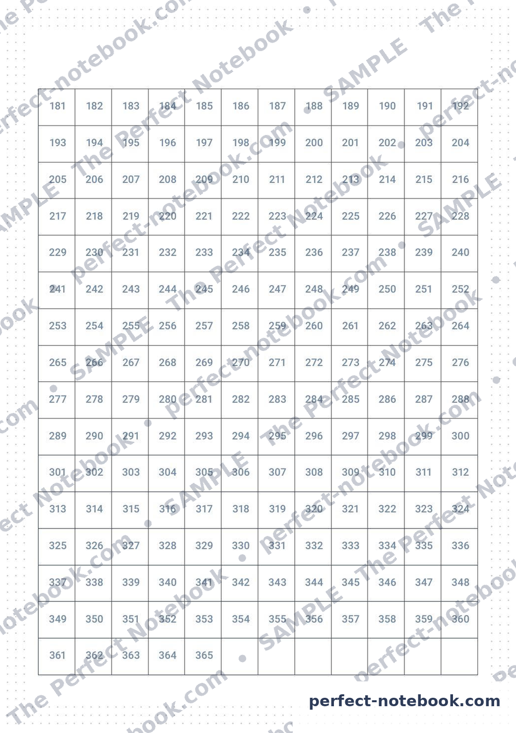 Goal Tracking Annual Printable Template – sample page (watermarked preview), The Perfect Notebook