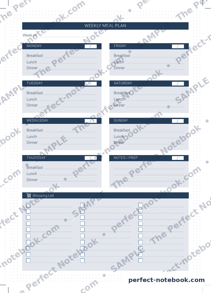 The Wellness Kit — Weekly Meal Plan page