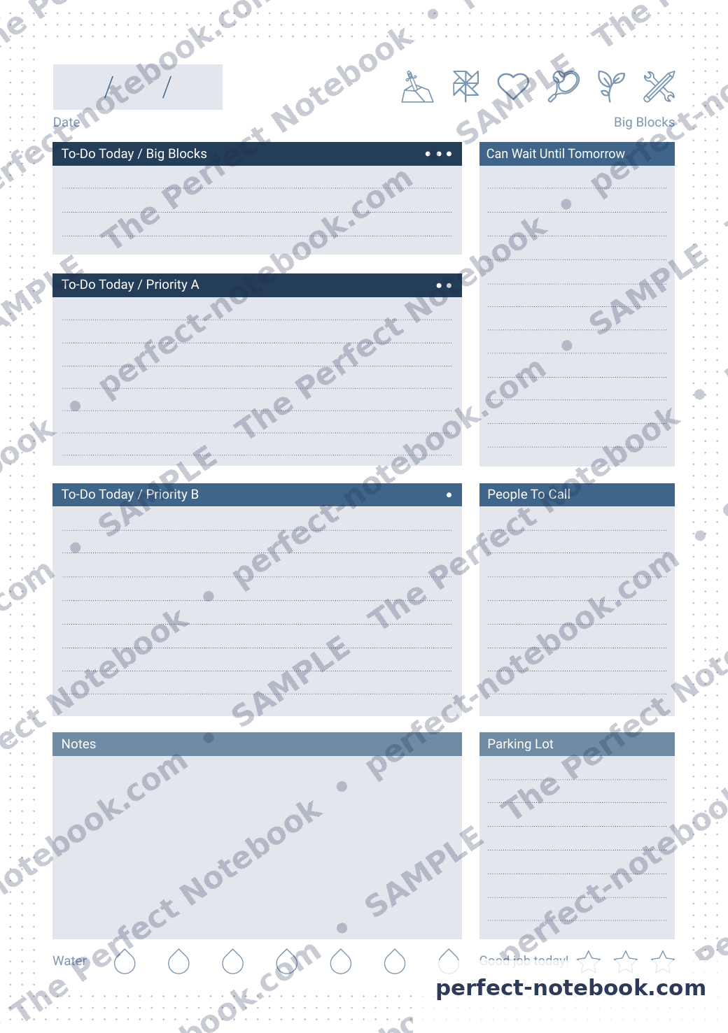 The Wellness Kit — Daily Task Manager page (in the notebook)