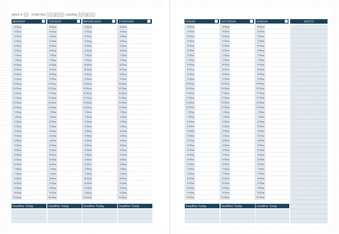 Weekly calendar pages refill - AM/PM