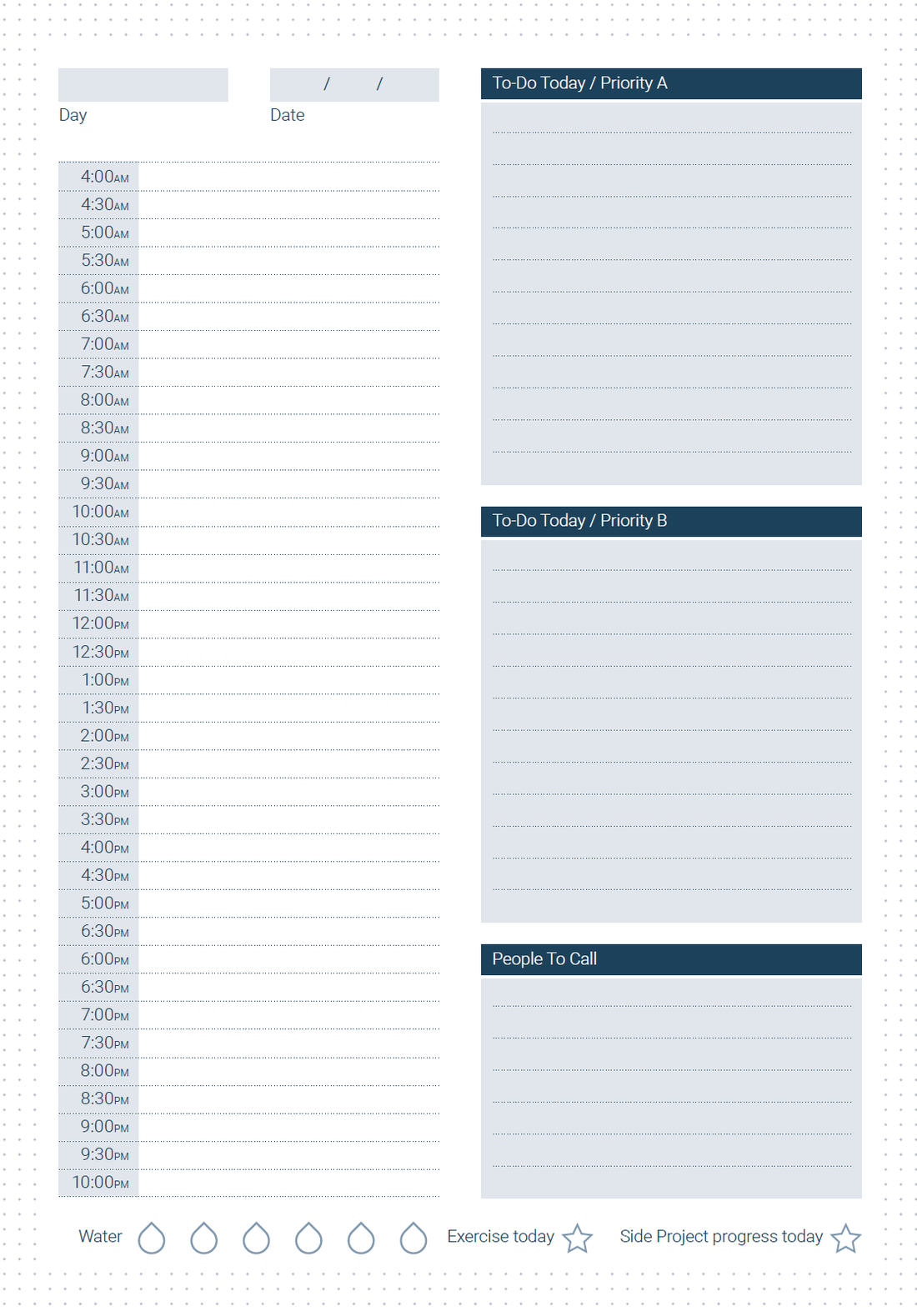 Daily Calendar Refill and Task Manager