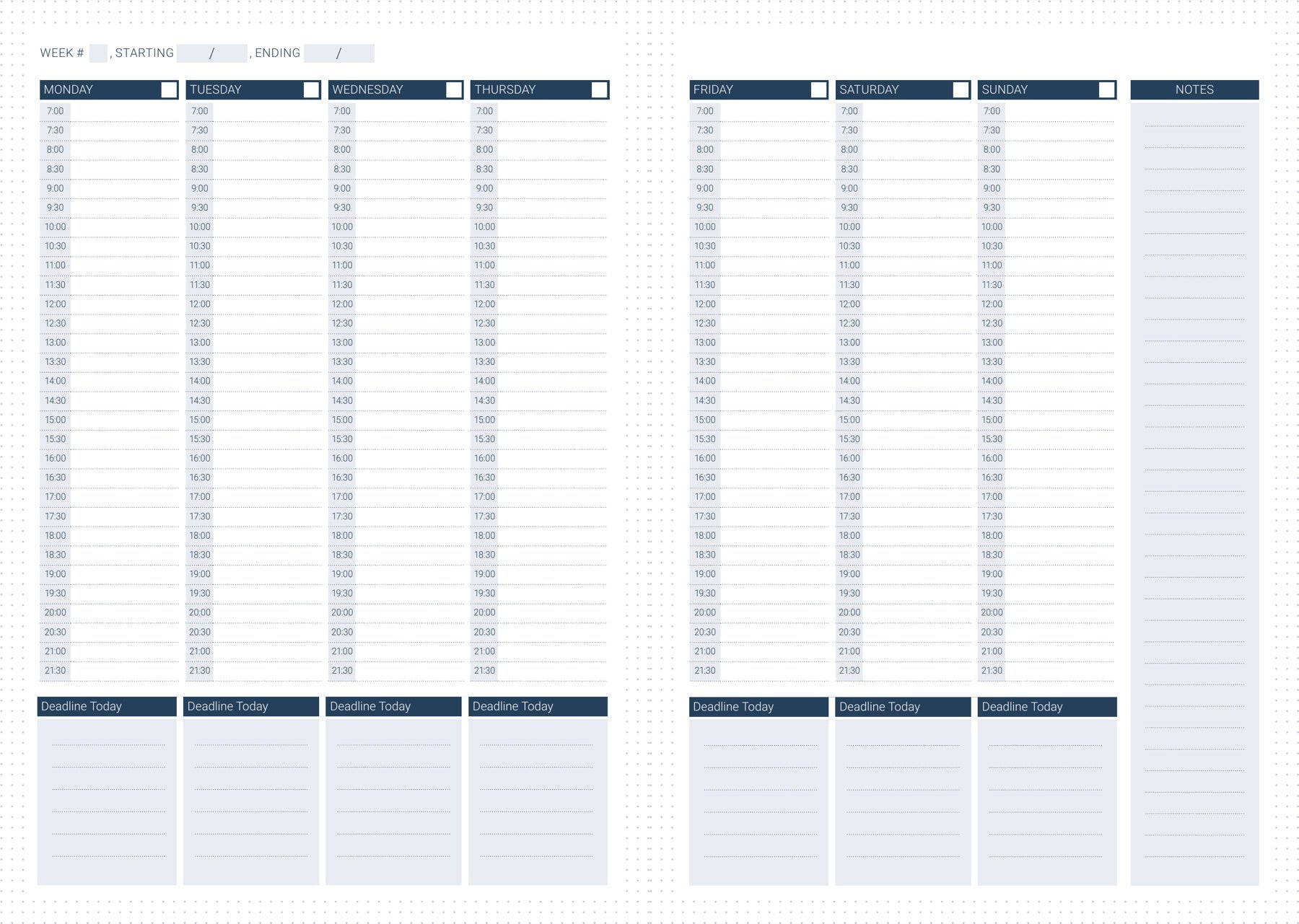 The Weekly Spread — evenings-free variant